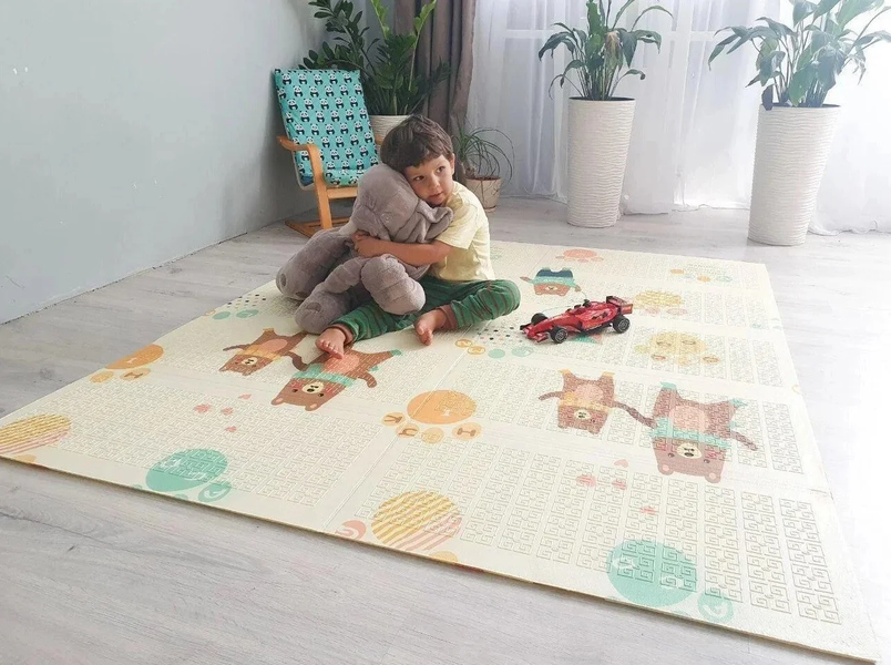 Детский коврик для ползанья Children GO 180* 150 , двусторонний, с рисунками и текстурным покрытием 1364242531 фото