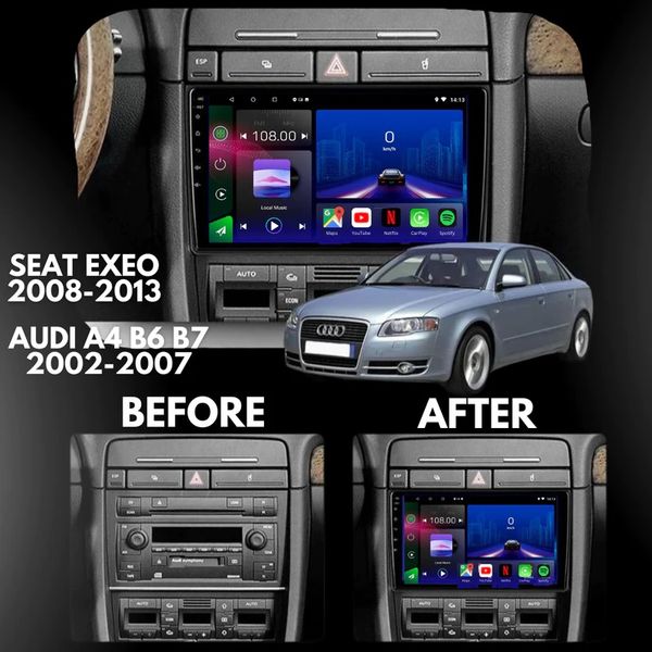 Штатна магнітола AUDI A4 S4 RS4 | B6 B7 2003-2008 | SEAT EXEO 2008-2013 | ANDROID 13 A41161 фото