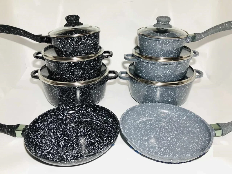 Набор посуды 7 предметов мраморное покрытие 1558701702 фото
