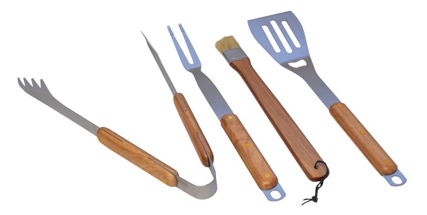 Набір інструментів для барбекю Woodside, посуд для барбекю з нержавіючої сталі з 4 предметів 36576862 фото