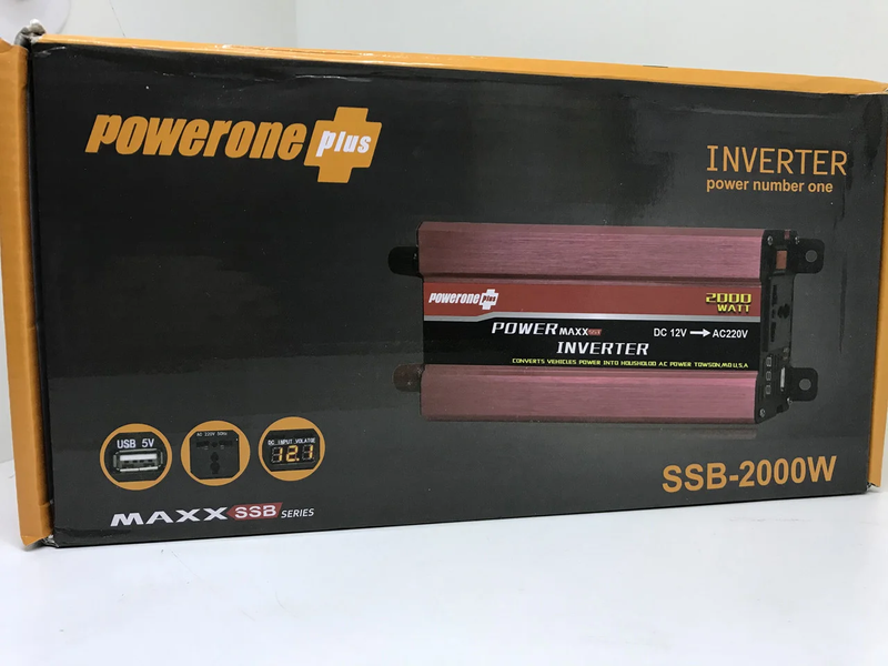 Перетворювач Інвертор PowerOne+ 24V-220V 2000W USB/LED 1596347045 фото