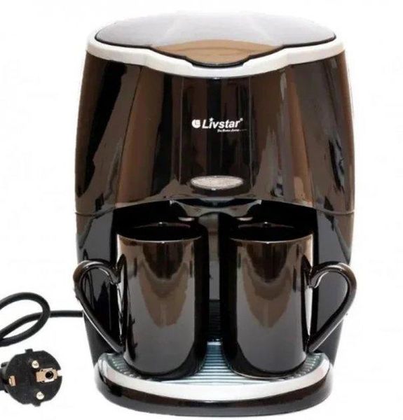 Капельная кофеварка в комплекте две керамические жаропрочные чашки Livstar LSU-1190 черная 1562551833 фото