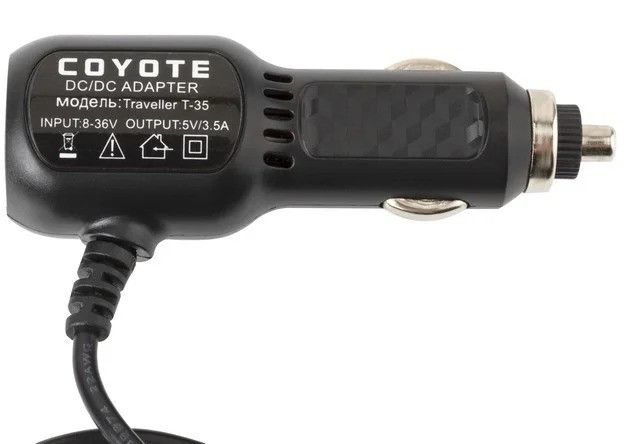 Автомобільна зарядка в прикурювач COYOTE Traveller T-35 8-36v 3.5 A| Порти 2шт USB + Mini Usb для навігатор T-35 фото
