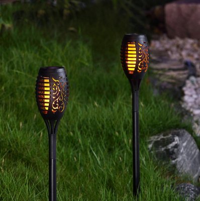 Набор 6 шт Декоративный садовый фонариков факел WUS на солнечной батарее  Flame Light 96 Led 891123 фото