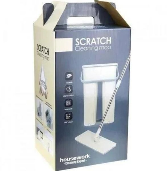 Швабра ледащо Supretto Scratch Cleaning Mop з великим відром і автоматичним віджимом, Spin Mop 360 435464 фото