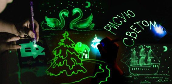 Дитячий інтерактивний набір для малювання в темряві "Малюй світлом" А3 1284747946 фото